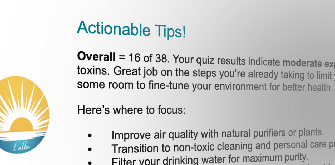 Quiz Results on Toxin Exposure Assessment example Jenn Alba Coaching